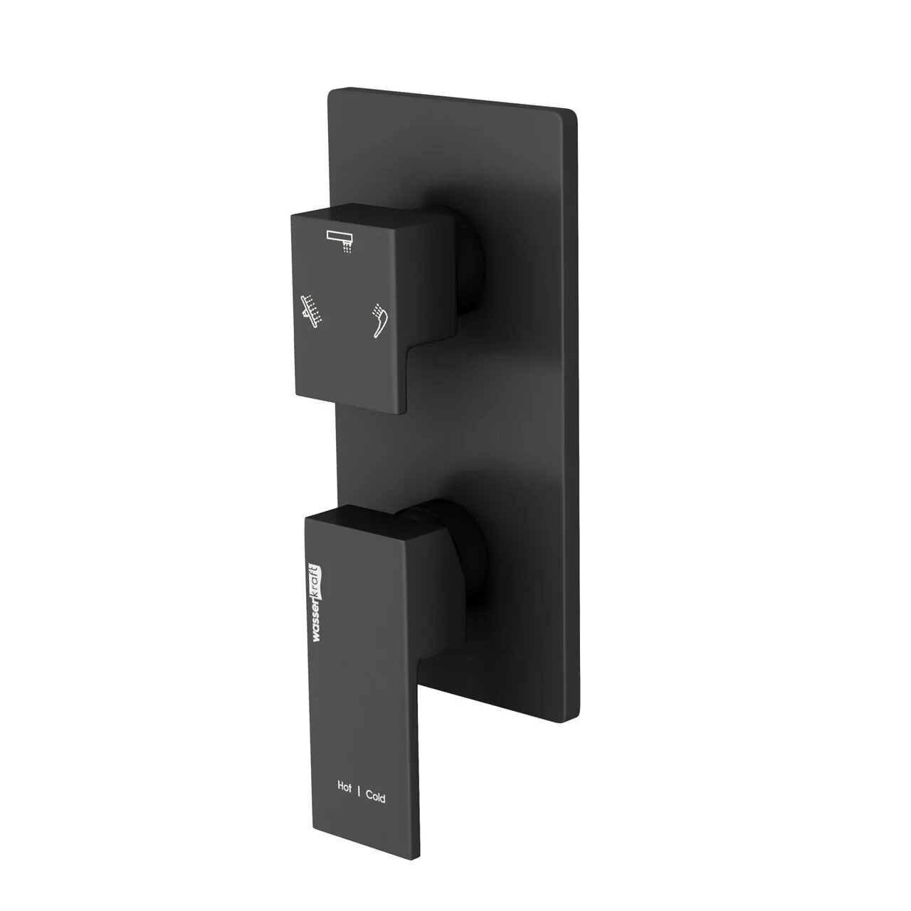 Смеситель с переключателем WasserKraft Abens 2071 встраиваемый, на 3 выхода, черный Soft-touch