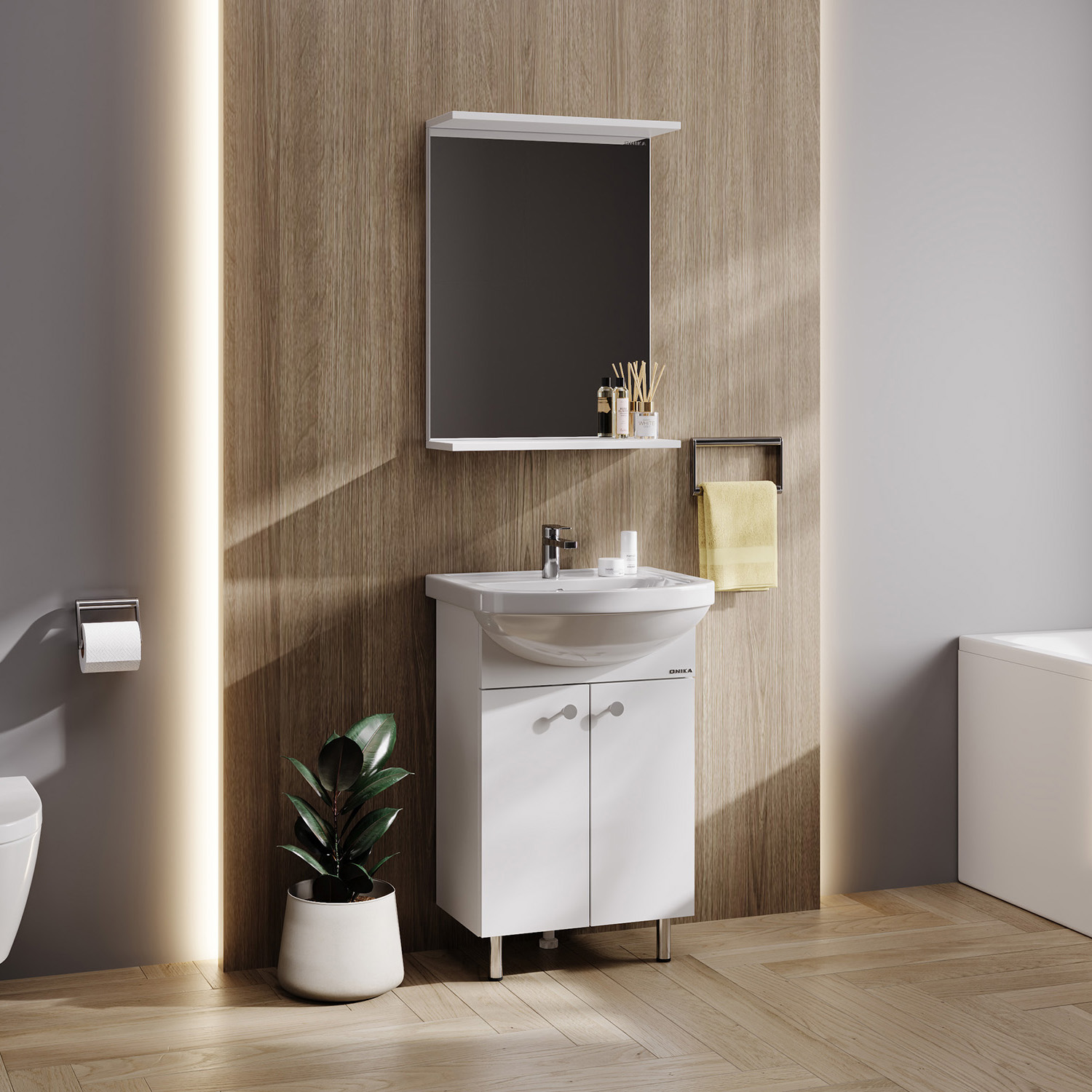 Тумба с раковиной Onika Крит 52 напольная, разобранная, белая