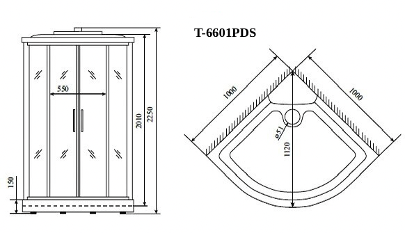 Душевая кабина Timo T-6601 PDS 100*100*220