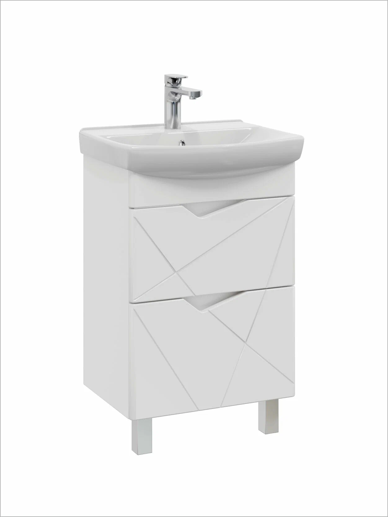 Тумба подвесная SanStar Линни 60 с раковиной Клермонт 60, белая