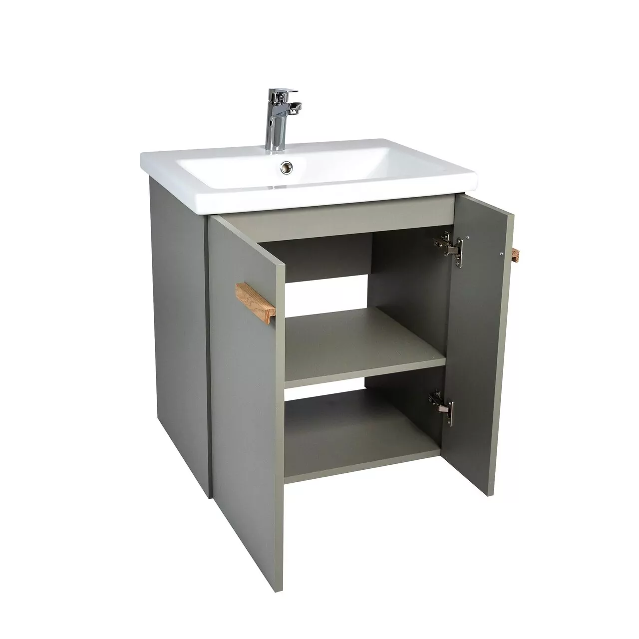 Тумба подвесная Viant Мюнхен 70 с раковиной Como 70, хаки