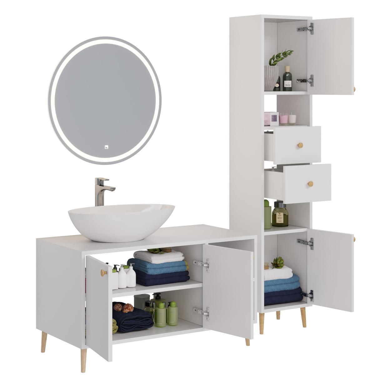 Тумба с раковиной напольная Dreja Luno 100 см, белый