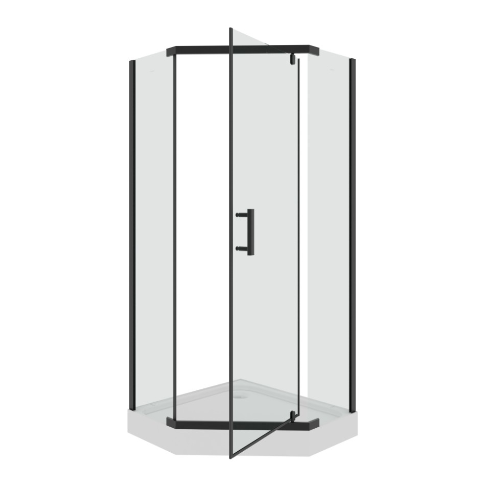 Душевой уголок PARLY ZPE911BF 90х90х192 пятиугольная, с поддоном, прозрачное стекло, черный