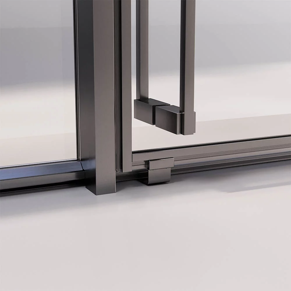 Душевой угол раздвижной Veconi Premium Ptato 300 SP GR-R, 1600х1000x2000, брашированный графит, стекло прозрачное