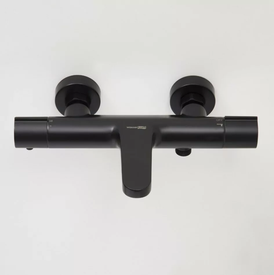 Смеситель для ванны WasserKraft Elbe 7411 Thermo черный Soft-touch