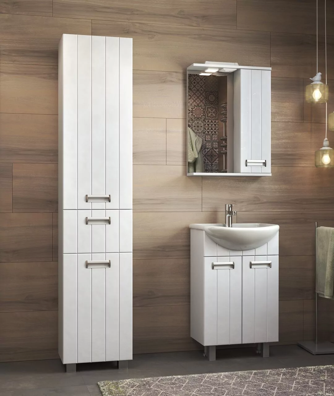 Зеркало со шкафчиком Vigo Diana 50 R свет, белый