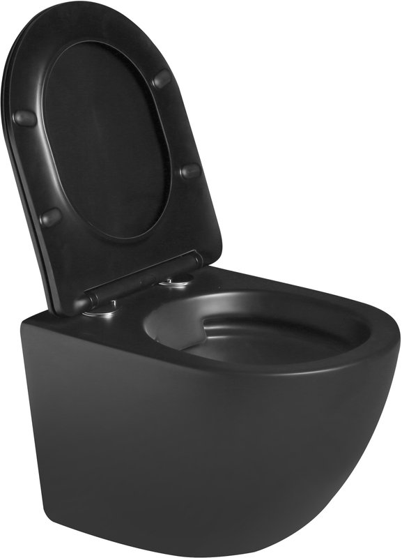 Унитаз подвесной SantiLine SL-5018MB+SL-03 с инсталляцией и кнопкой, черный