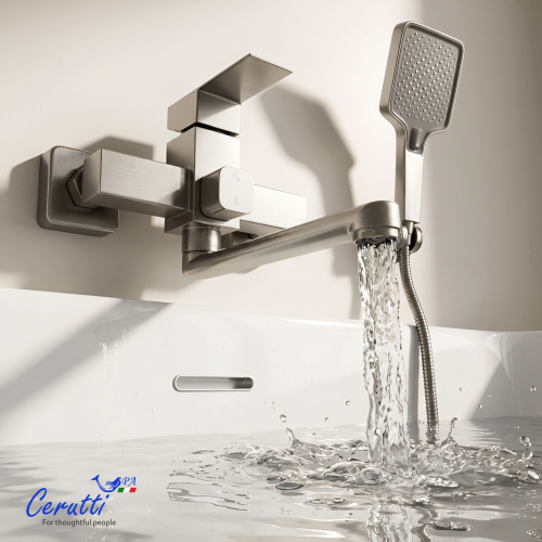 Смеситель для ванны Ceruttispa Клелия VXLGR (CLELIA VXLGR) из нержавеющей стали, цвет серый матовый
