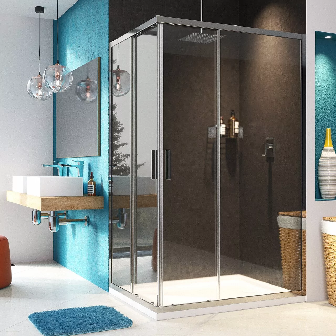 Душевой уголок WasserKraft Lippe 45S07 120х90 прямоугольный, без поддона, прозрачное стекло, хром