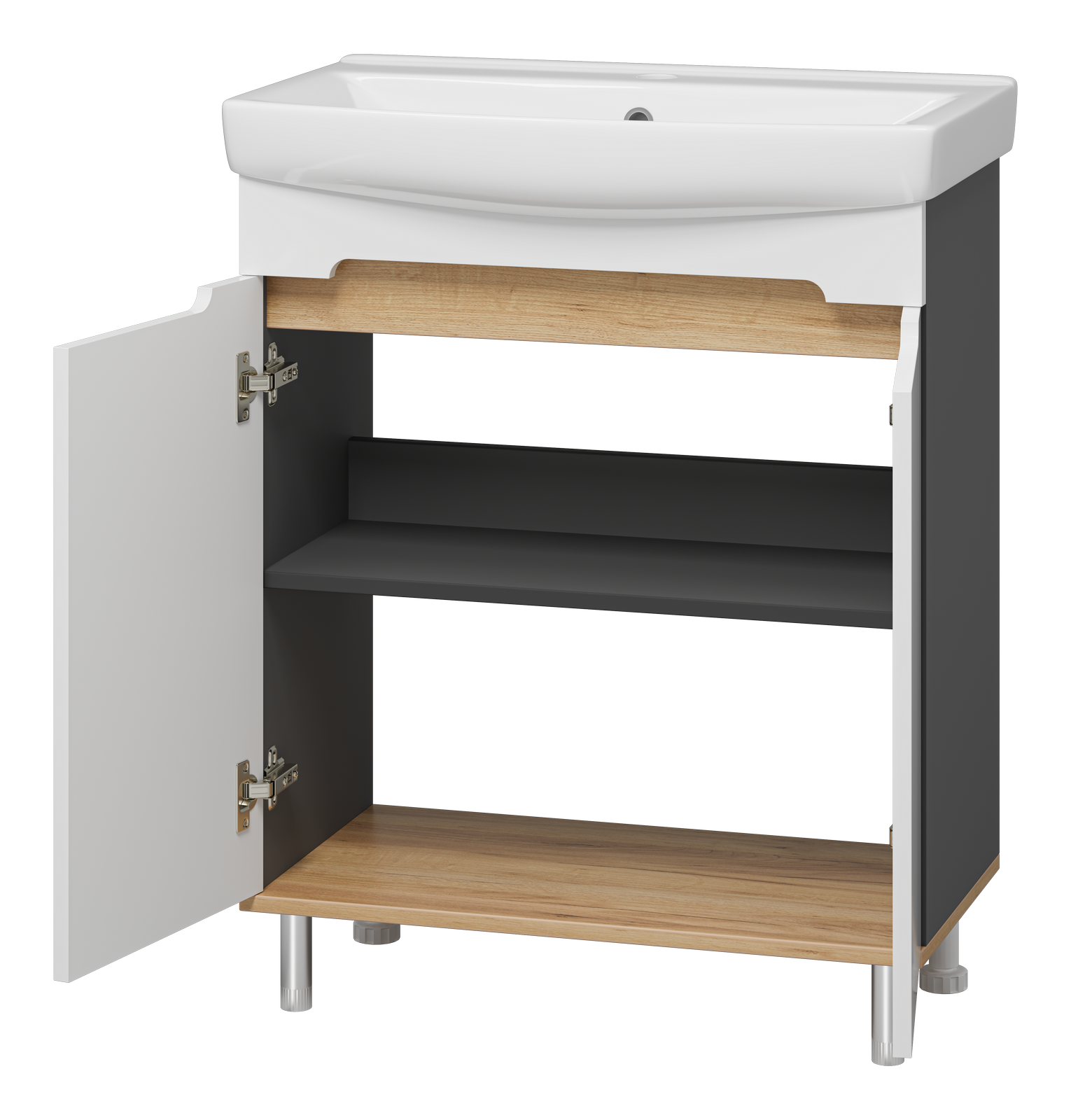 Тумба с раковиной Misty Сканди 70 белый/дуб крафт золотой