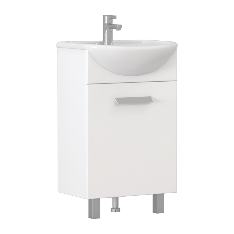 Тумба напольная Vigo Hoska 50 с раковиной Уют 50, 1 дверь, белый