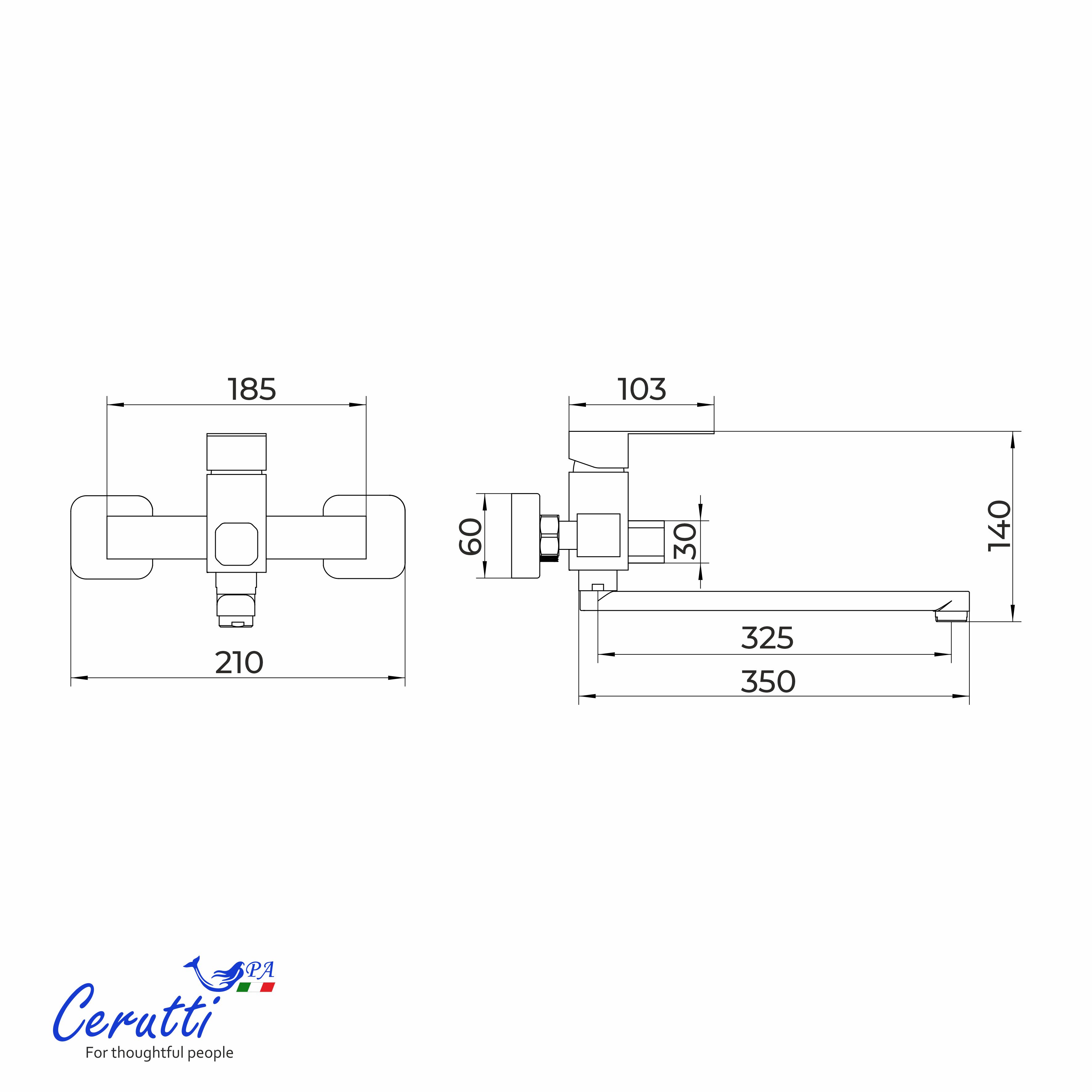 Смеситель для ванны Ceruttispa Клелия VXLMB (CLELIA VXLMB) из нержавеющей стали, цвет черный матовый