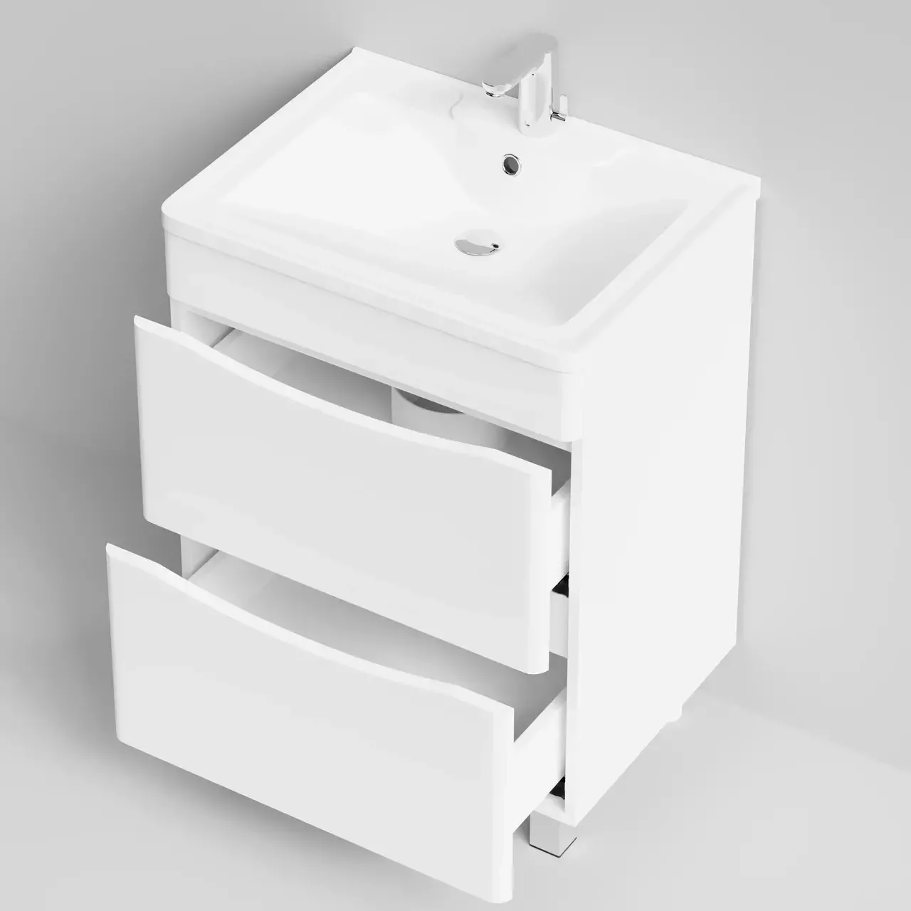 Тумба с раковиной Vod-ok Адель 60 напольная, белая + 13 цветов