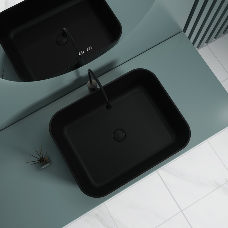 Раковина накладная Esbano ASTANES-N (matt black) 500x400x140