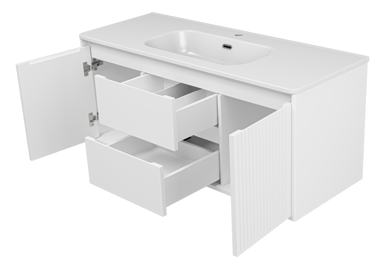 Тумба с раковиной Brevita Wine 120 подвесная (белая) с раковиной Brevita Onda 120