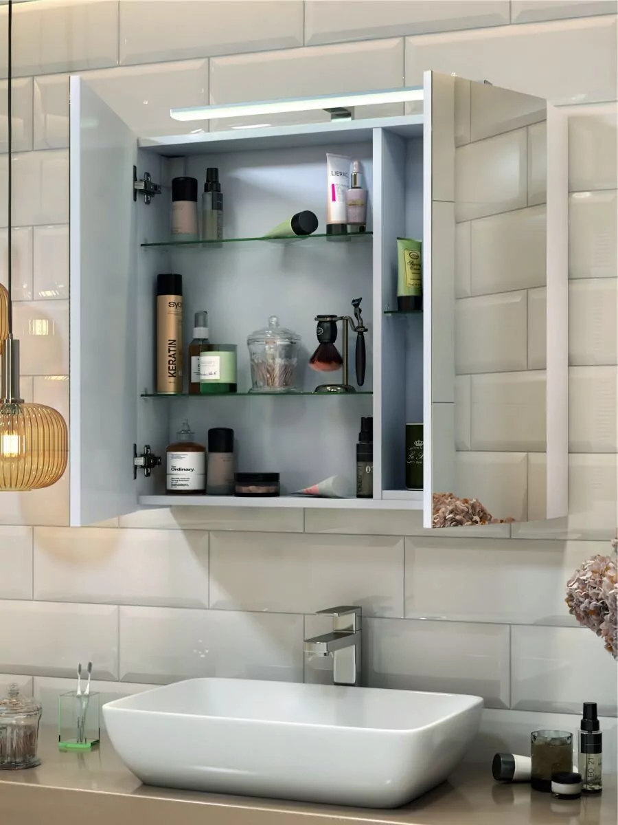 Зеркало-шкаф Vigo Plaza 80, свет, белый