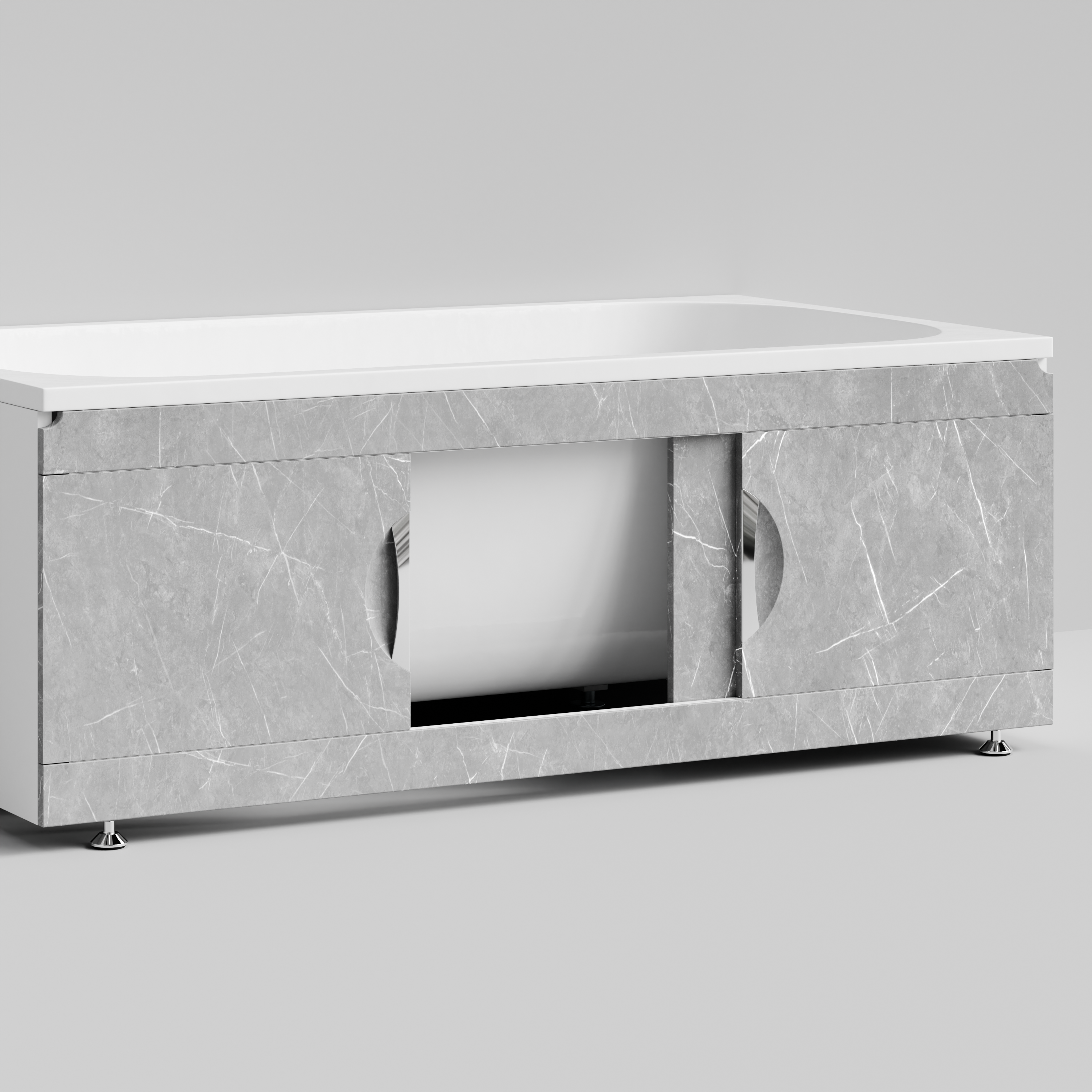 Экран под ванну Vod-ok Топ 150 раздвижной Мрамор Белый софт тач