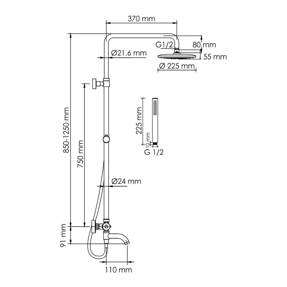 Душевая стойка WasserKraft Elbe A288.077.217.BM Thermo черный Soft-touch от магазина Vanna-Vanna.ru!