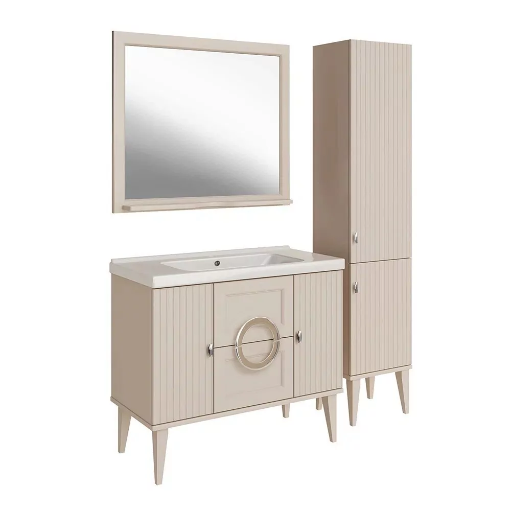 Тумба напольная Asb-Woodline Федерика 100 с раковиной Гармония 100, тирамису софт