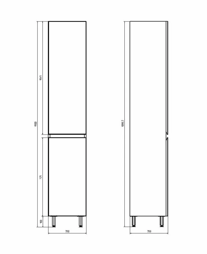 Пенал Асб-мебель Марко 35 R напольный, белый/дуб золотой