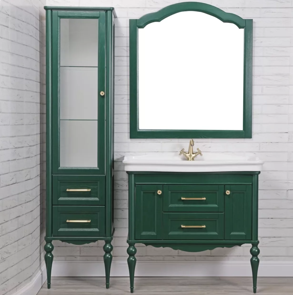 Пенал напольный ValenHouse Эстетика 50 L зеленый, золото