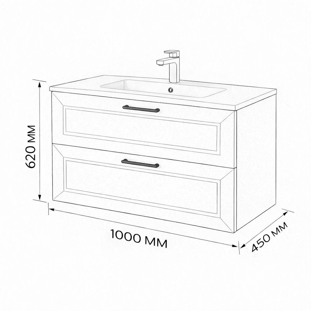 Тумба с раковиной подвесная (100 см) Terminus Victoria VIC101002703101O, серый шёлк