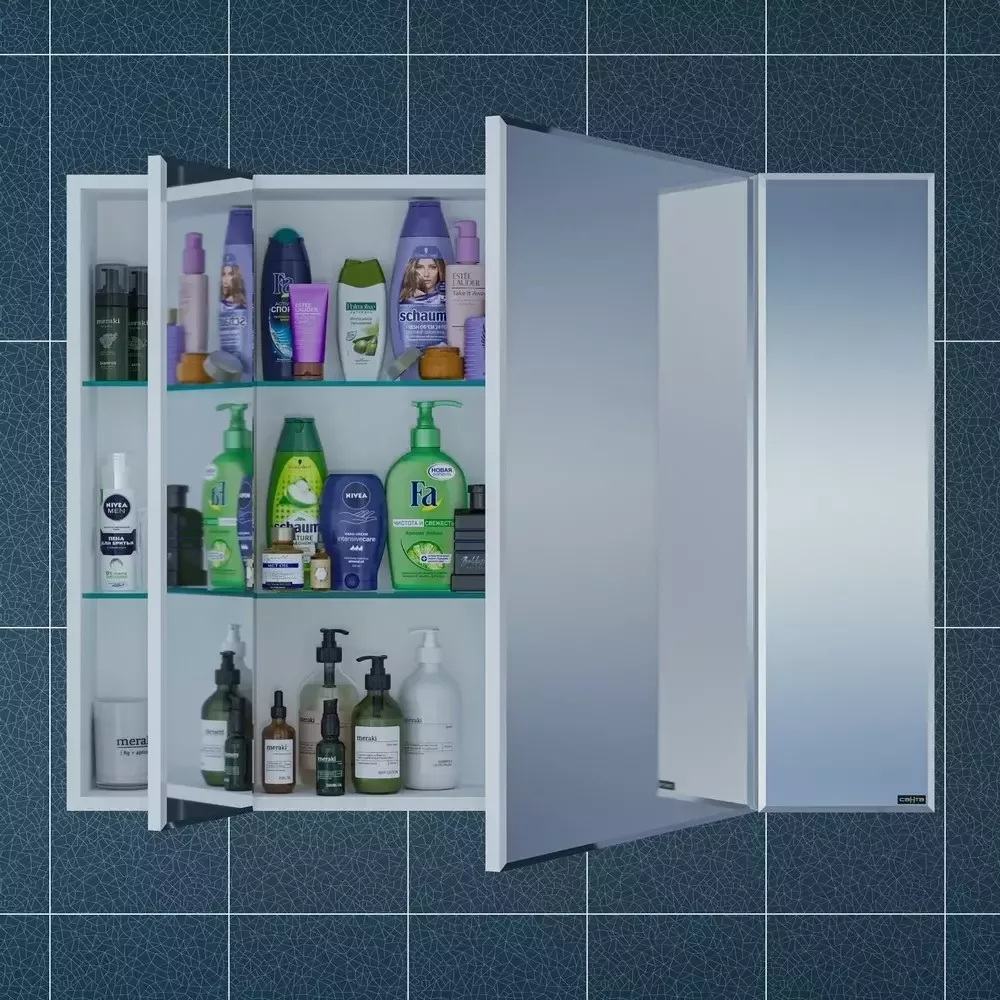 Зеркало-шкаф Санта Стандарт 100 трельяж, белый