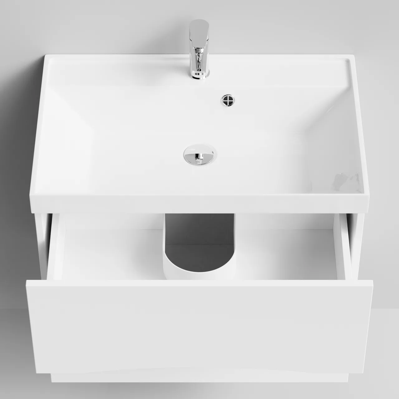 Тумба подвесная Vod-ok Лайт 70 с раковиной Classica 70, белая + 13 цветов