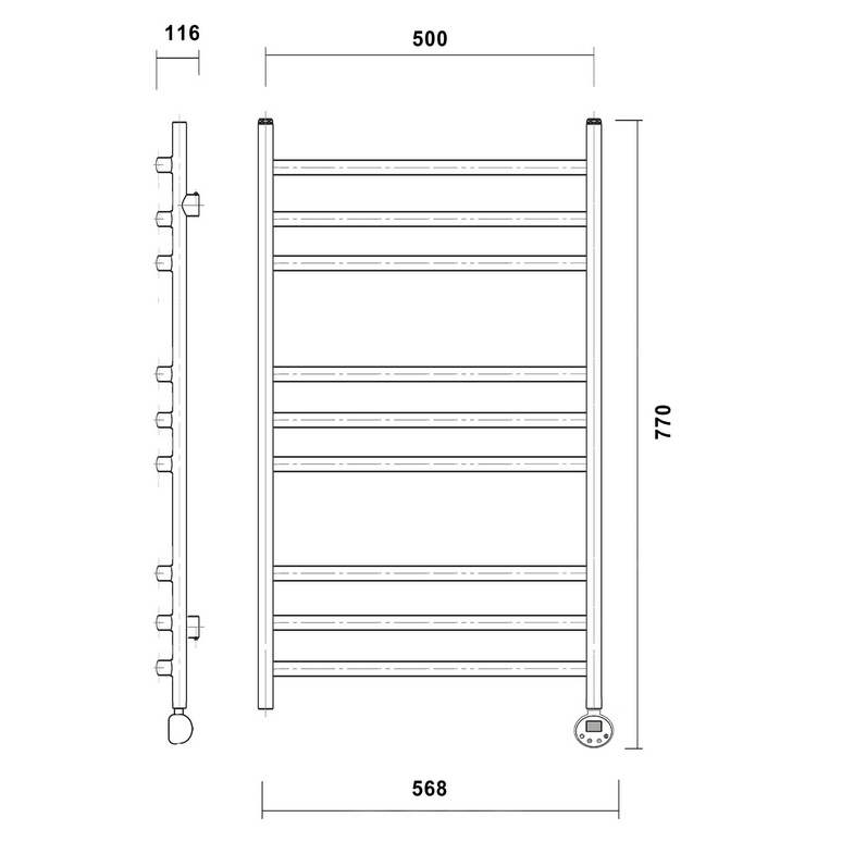 Полотенцесушитель электрический Domoterm Калипсо П9 500x700 R правый, белый матовый