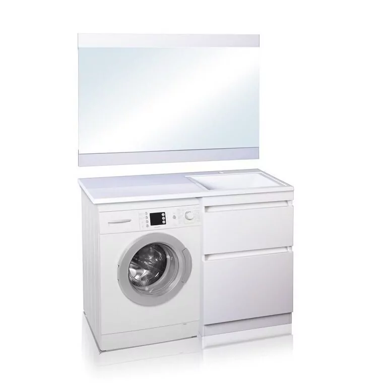 Тумба напольная Style Line Даллас 115 Люкс Plus ПВХ с раковиной Даллас 115 под стиральную машину, правая, белая