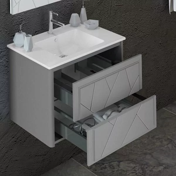 Мебель для ванной Opadiris Луиджи 70 комплект, подвесной, серый матовый