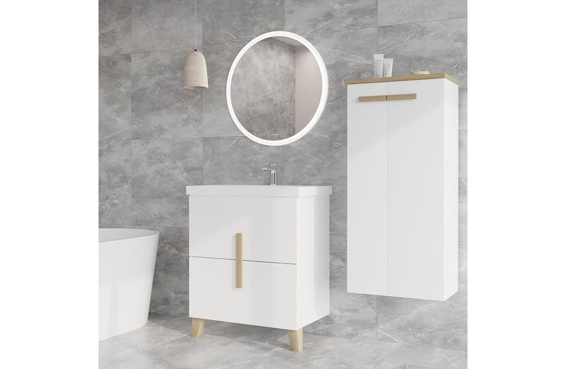 Тумба напольная Viant Мюнхен 70 с раковиной Como 70, 2 ящика, белый