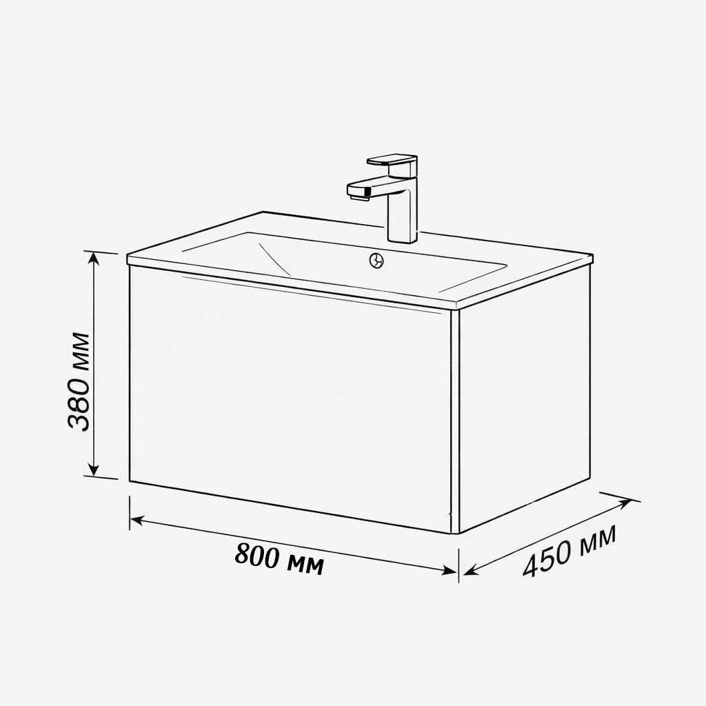 Тумба с раковиной подвесная (80 см) Terminus Vega VEG10801200501OSL, капучино