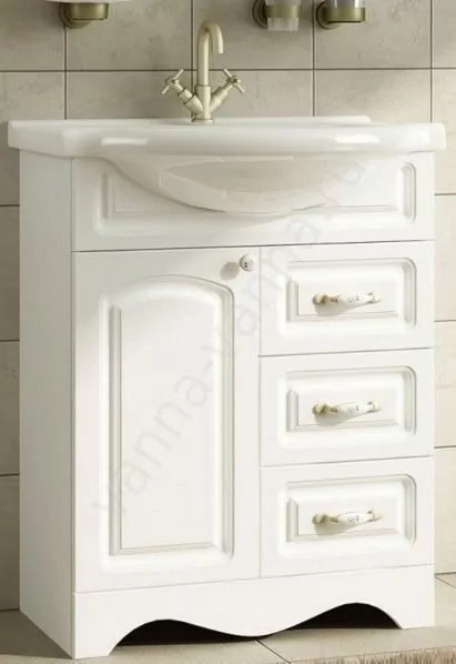 Тумба с раковиной Francesca Империя 65 напольная, 3 ящика, 1 дверь, белая
