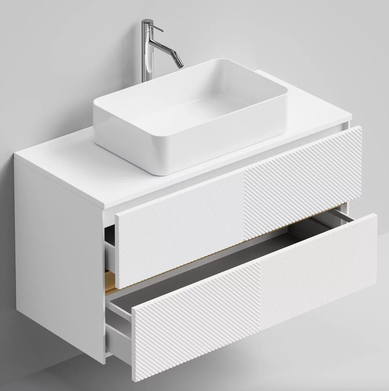 Тумба подвесная Vod-ok Аурум 100 с раковиной Олимпия 560, белый + 7 цветов