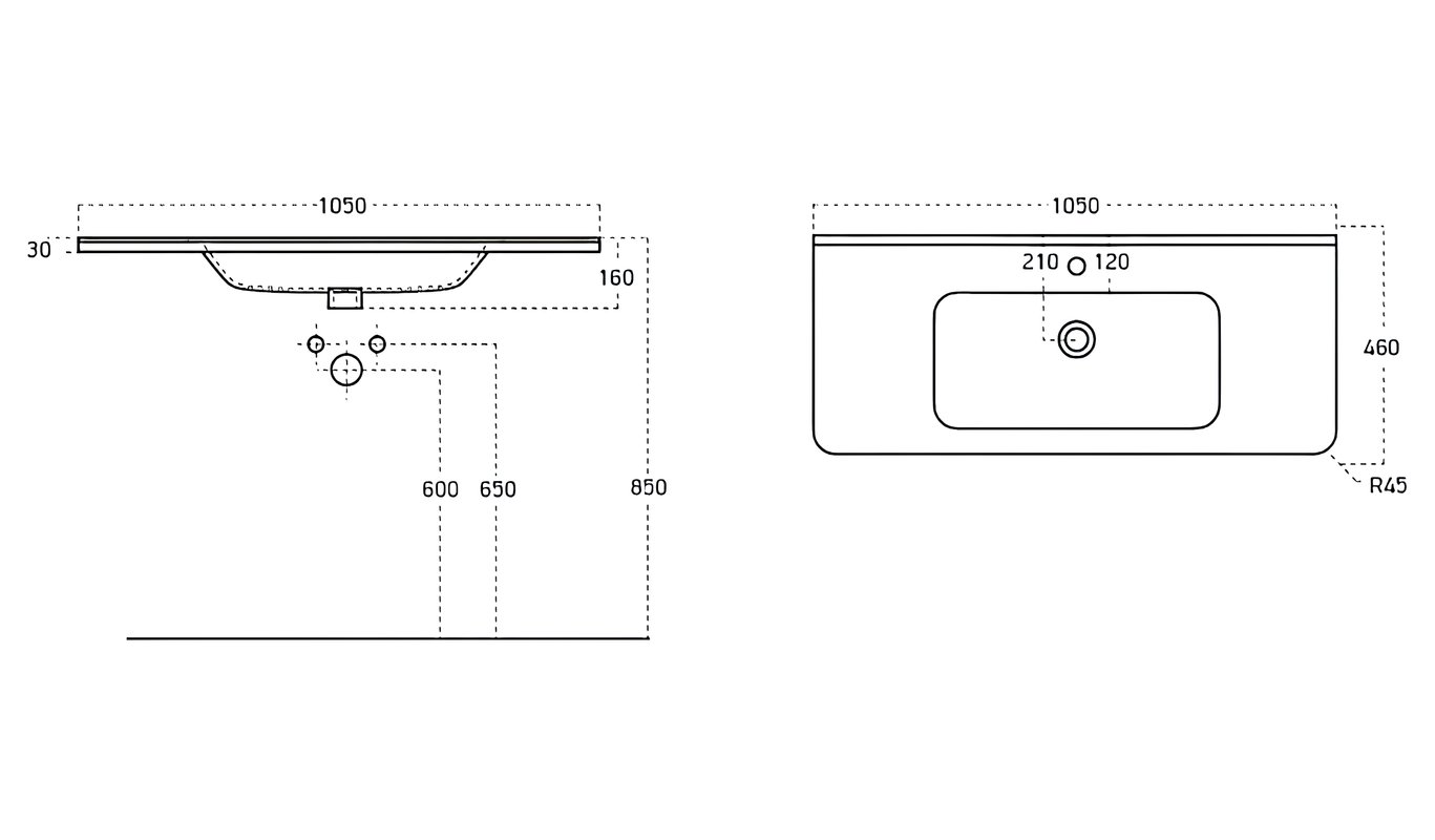 Тумба подвесная Alavann Wave 105 с раковиной Nikson 105, голубой деним
