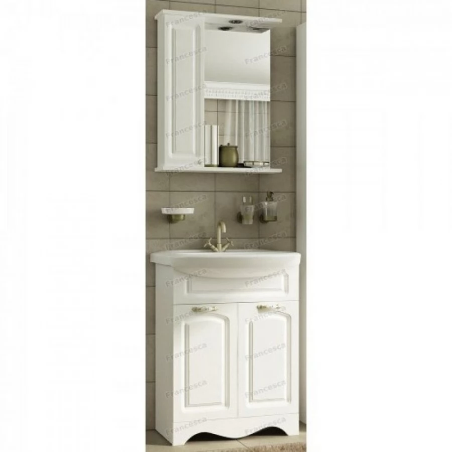 Тумба с раковиной Francesca Империя 60 напольная, 2 ящика, 2 двери, белая