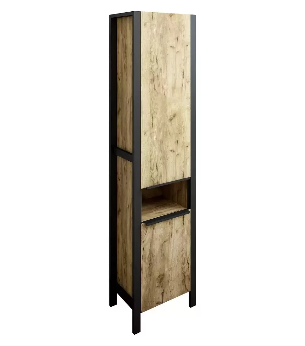 Пенал Sanflor Гард 40/2 R напольный, дуб крафт золотой/черный