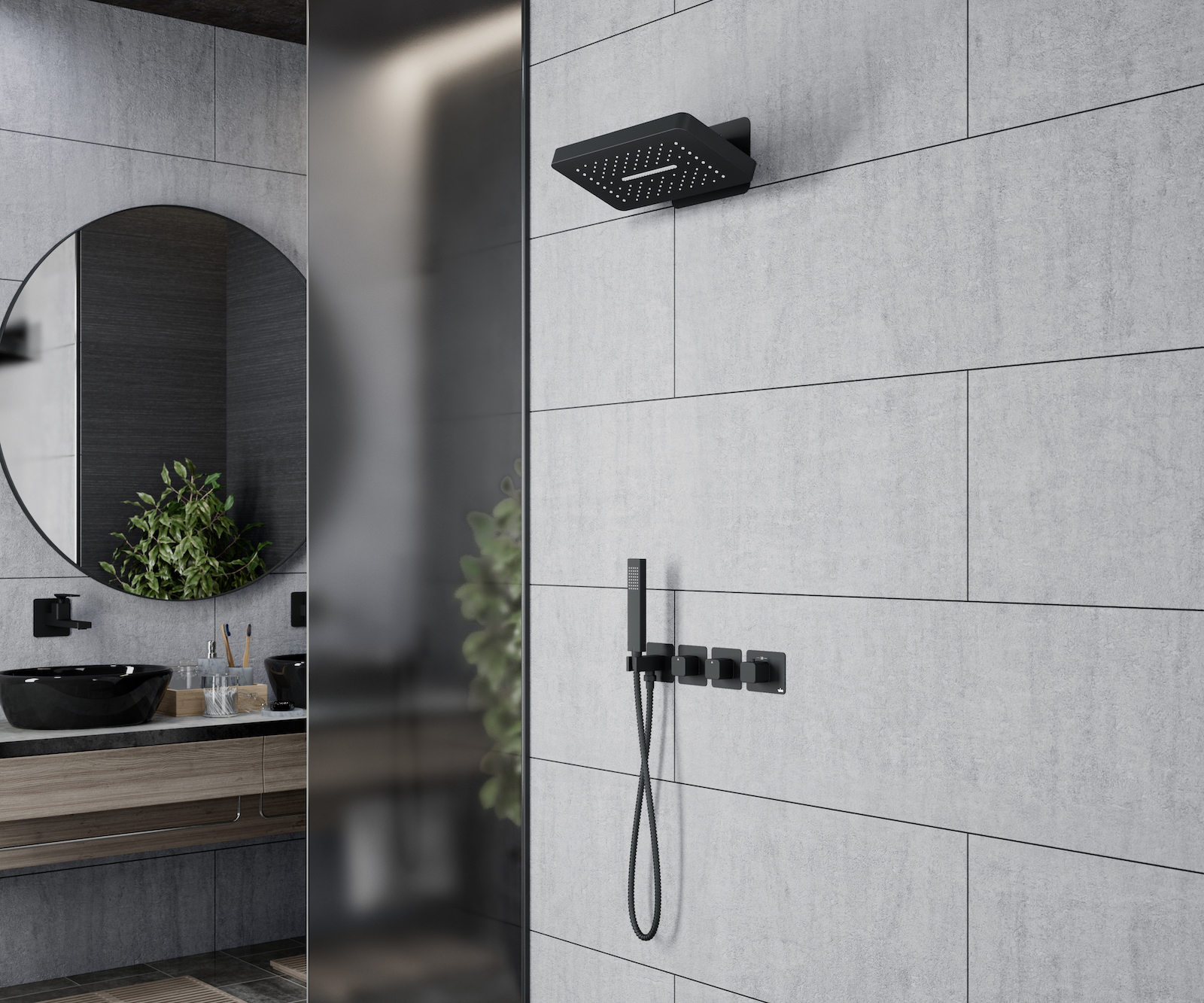 Душевая система встроенная с термостатом Timo Petruma SX-5249/03SM черный