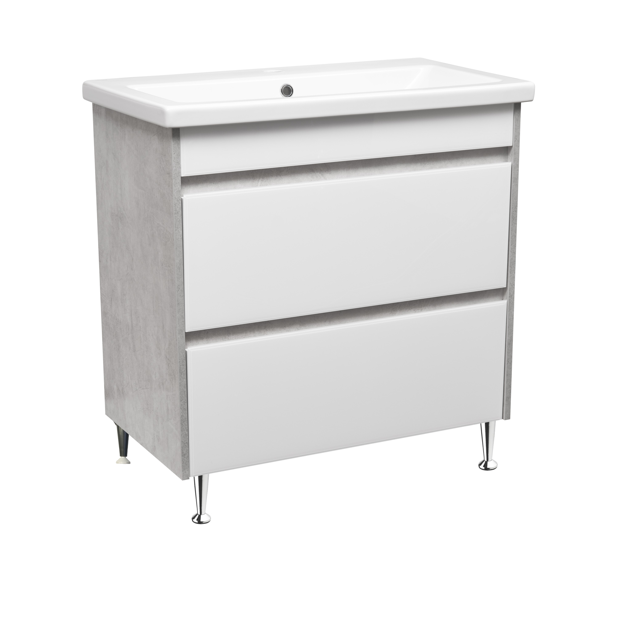 Тумба напольная Stella Polar Браво 80 с раковиной Сомо 80, слэйт/лакобель белое