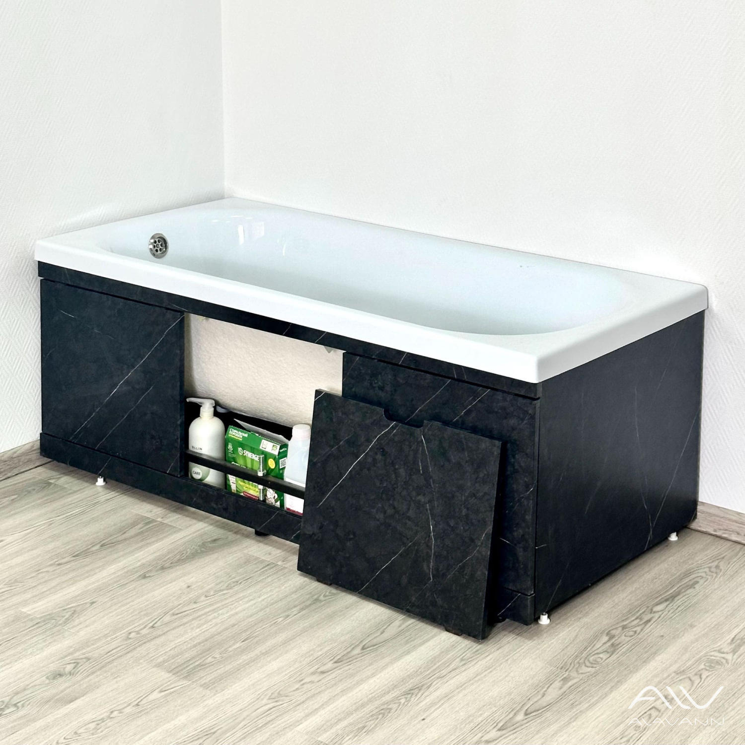 Экран под ванну Alavann Rita 75 торцевой черный мрамор